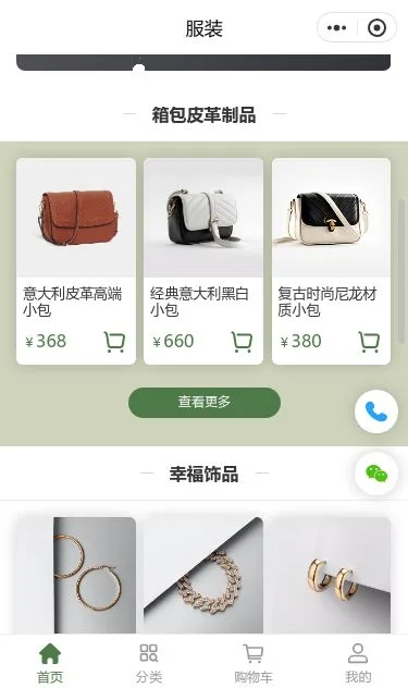高端皮革服饰商城小程序模板第2个页面预览